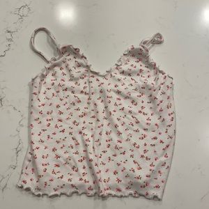 Brandy Melville white floral tank top